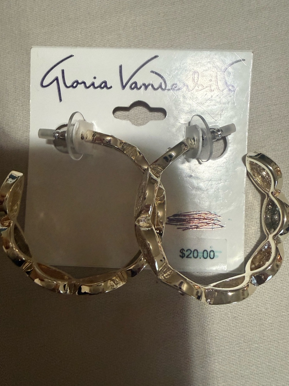 Gloria Vanderbilt Silver Twisted Hoop Earrings - Marquise Infinity Braided Hoops